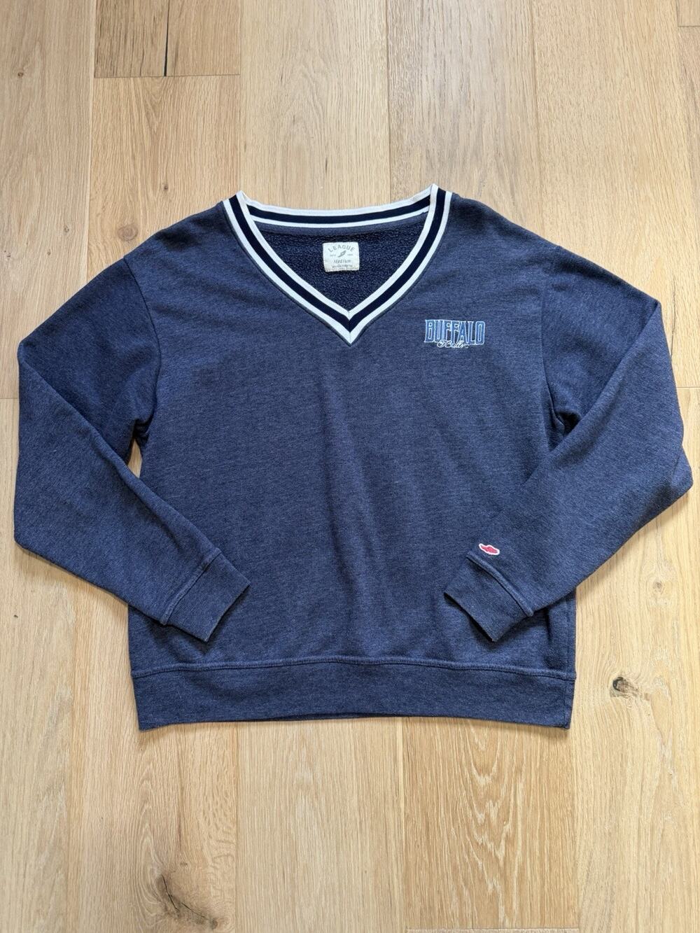 VTG Buffalo Bills Mafia NFL League Varsity Pullover Prep V Neck Sweater Womens M